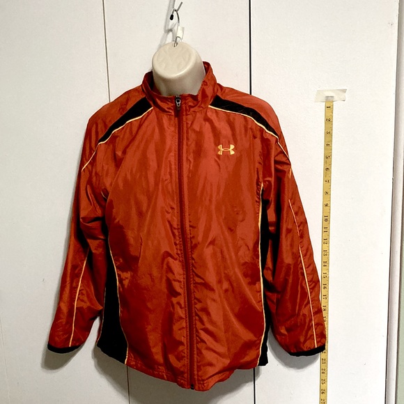 UNDER ARMOUR Windbreaker Jacket Orange Gray Yellow Gold Kids Youth Large - Picture 3 of 16